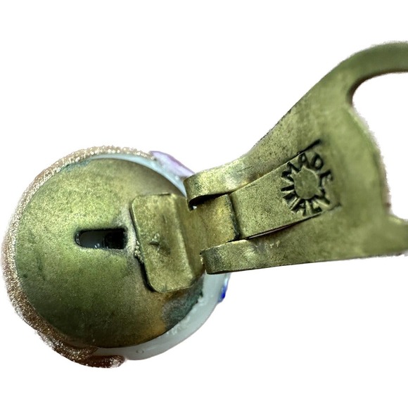 Vtg Made in ITALY Venetian Wedding Cake Glass Button Clip On Earrings Pink Gold - Picture 12 of 13